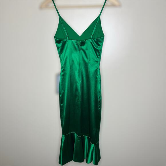 Emerald Sundae Cocktail Dress XXS Green Surplice Ruffle Flounce Going Out Chic - Picture 4 of 10
